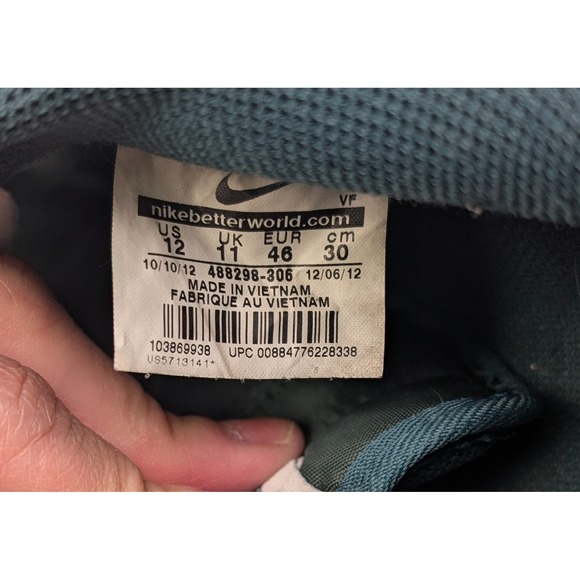 Nike Air Force 1 488298-306 Mens 12 Green Snake Skin Shoes Dark Atomic Teal - Picture 9 of 16